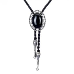 Vintage Elegant Stone Cowboy Black Bolo Tie Leather Rope Pendant Necktie Jewelry Western Tie for Men Women Costume Accessories