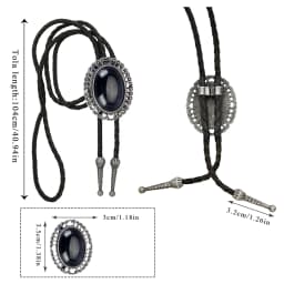 Vintage Elegant Stone Cowboy Black Bolo Tie Leather Rope Pendant Necktie Jewelry Western Tie for Men Women Costume Accessories
