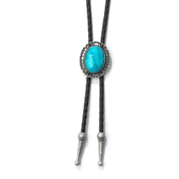 Vintage Elegant Stone Cowboy Black Bolo Tie Leather Rope Pendant Necktie Jewelry Western Tie for Men Women Costume Accessories