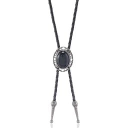 Vintage Elegant Stone Cowboy Black Bolo Tie Leather Rope Pendant Necktie Jewelry Western Tie for Men Women Costume Accessories