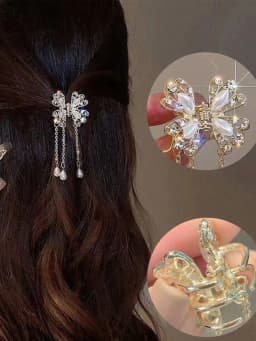 1Pcs Fashion Pearl Butterfly Tassel Hair Claws For Women Hair Accessories
