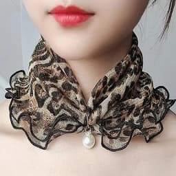 New 15x7CM Fashionable And Versatile Imitation Pearl Mesh Cover Neck Protection Scarf Decoration Small Scarf