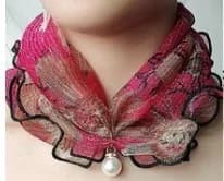 New 15x7CM Fashionable And Versatile Imitation Pearl Mesh Cover Neck Protection Scarf Decoration Small Scarf