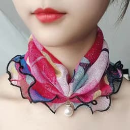 New 15x7CM Fashionable And Versatile Imitation Pearl Mesh Cover Neck Protection Scarf Decoration Small Scarf