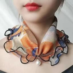 New 15x7CM Fashionable And Versatile Imitation Pearl Mesh Cover Neck Protection Scarf Decoration Small Scarf