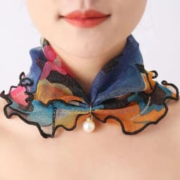 New 15x7CM Fashionable And Versatile Imitation Pearl Mesh Cover Neck Protection Scarf Decoration Small Scarf
