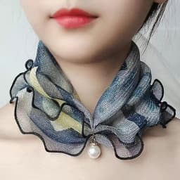 New 15x7CM Fashionable And Versatile Imitation Pearl Mesh Cover Neck Protection Scarf Decoration Small Scarf