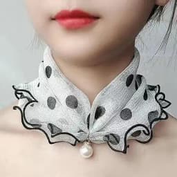 New 15x7CM Fashionable And Versatile Imitation Pearl Mesh Cover Neck Protection Scarf Decoration Small Scarf
