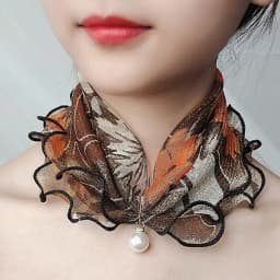 New 15x7CM Fashionable And Versatile Imitation Pearl Mesh Cover Neck Protection Scarf Decoration Small Scarf