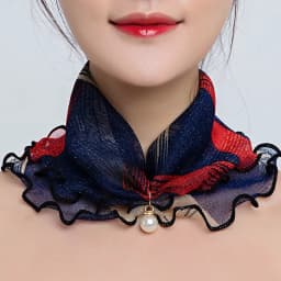 New 15x7CM Fashionable And Versatile Imitation Pearl Mesh Cover Neck Protection Scarf Decoration Small Scarf