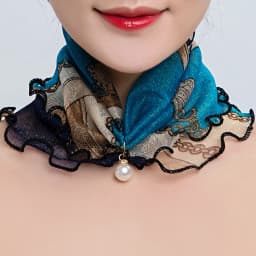 New 15x7CM Fashionable And Versatile Imitation Pearl Mesh Cover Neck Protection Scarf Decoration Small Scarf