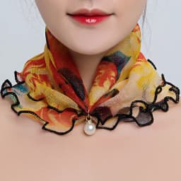 New 15x7CM Fashionable And Versatile Imitation Pearl Mesh Cover Neck Protection Scarf Decoration Small Scarf