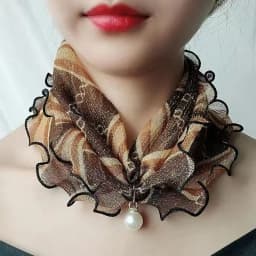 New 15x7CM Fashionable And Versatile Imitation Pearl Mesh Cover Neck Protection Scarf Decoration Small Scarf