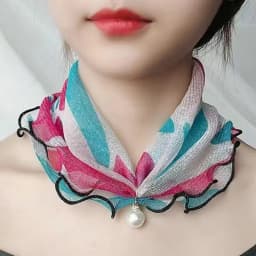 New 15x7CM Fashionable And Versatile Imitation Pearl Mesh Cover Neck Protection Scarf Decoration Small Scarf