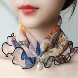 New 15x7CM Fashionable And Versatile Imitation Pearl Mesh Cover Neck Protection Scarf Decoration Small Scarf
