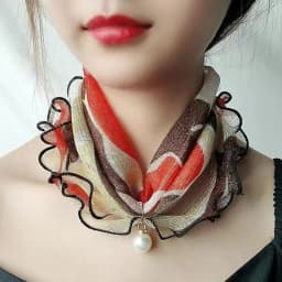 New 15x7CM Fashionable And Versatile Imitation Pearl Mesh Cover Neck Protection Scarf Decoration Small Scarf