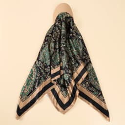 AWAYTR Floral Print Silk Square Scarf Hat Women Soft Satin Kerchief Hairband Neckerchief Head Hijab Lady Headband Headwear