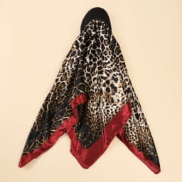 AWAYTR Floral Print Silk Square Scarf Hat Women Soft Satin Kerchief Hairband Neckerchief Head Hijab Lady Headband Headwear