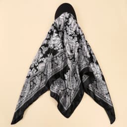 AWAYTR Floral Print Silk Square Scarf Hat Women Soft Satin Kerchief Hairband Neckerchief Head Hijab Lady Headband Headwear