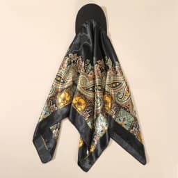 AWAYTR Floral Print Silk Square Scarf Hat Women Soft Satin Kerchief Hairband Neckerchief Head Hijab Lady Headband Headwear