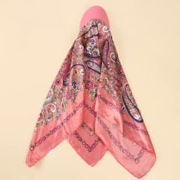 AWAYTR Floral Print Silk Square Scarf Hat Women Soft Satin Kerchief Hairband Neckerchief Head Hijab Lady Headband Headwear