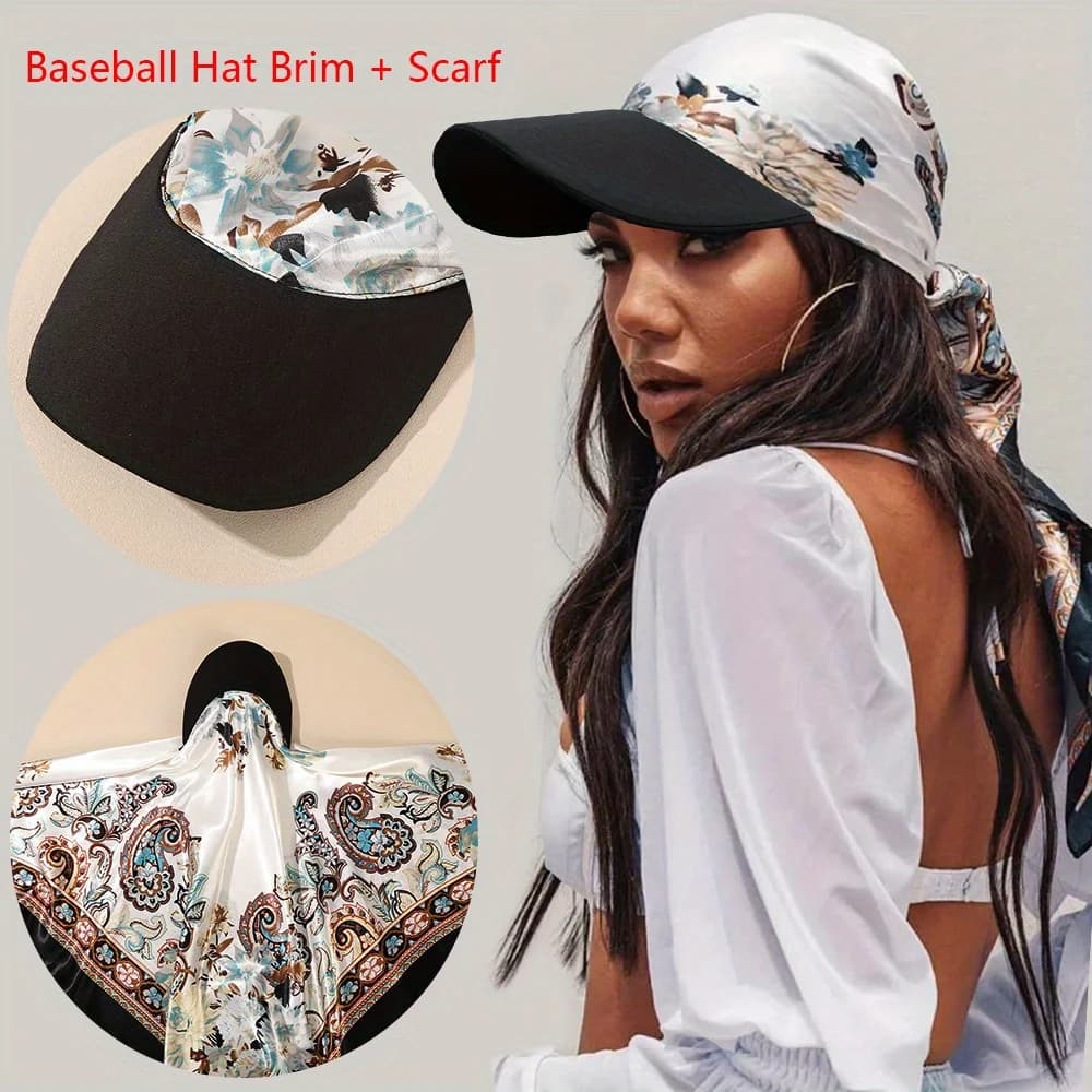 AWAYTR Floral Print Silk Square Scarf Hat Women Soft Satin Kerchief Hairband Neckerchief Head Hijab Lady Headband Headwear