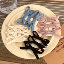 3pcs Ballet Style~Woven Ribbon Bow Hair Clip New Style Does Not Harm Hair, Internet Famous Side Cross Women's Bangs Clip