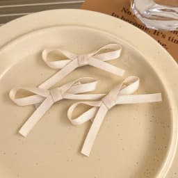 3pcs Ballet Style~Woven Ribbon Bow Hair Clip New Style Does Not Harm Hair, Internet Famous Side Cross Women's Bangs Clip