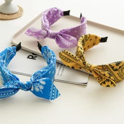 Paisley Bandana Hairbands for Women Fashion Top Knotted Bow Headband Cute Rabbit Ear Turban Headwrap Hair Band Girls Accessories