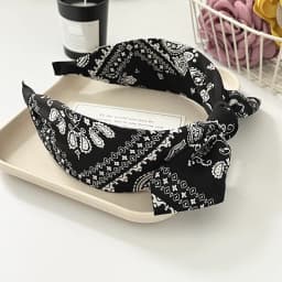 Paisley Bandana Hairbands for Women Fashion Top Knotted Bow Headband Cute Rabbit Ear Turban Headwrap Hair Band Girls Accessories