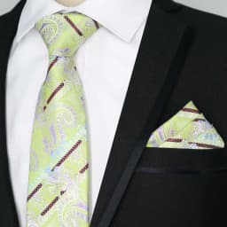 Newest Tie Set 8CM Mens Necktie Handkerchief Neck Ties Sets For Man Yellow Color Plaids Stripes Jacquard Cravat Business Party