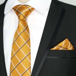 Newest Tie Set 8CM Mens Necktie Handkerchief Neck Ties Sets For Man Yellow Color Plaids Stripes Jacquard Cravat Business Party