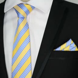 Newest Tie Set 8CM Mens Necktie Handkerchief Neck Ties Sets For Man Yellow Color Plaids Stripes Jacquard Cravat Business Party