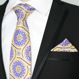 Newest Tie Set 8CM Mens Necktie Handkerchief Neck Ties Sets For Man Yellow Color Plaids Stripes Jacquard Cravat Business Party