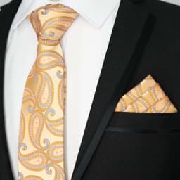 Newest Tie Set 8CM Mens Necktie Handkerchief Neck Ties Sets For Man Yellow Color Plaids Stripes Jacquard Cravat Business Party