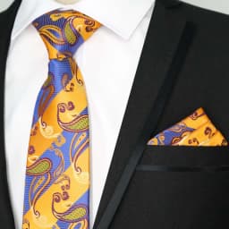 Newest Tie Set 8CM Mens Necktie Handkerchief Neck Ties Sets For Man Yellow Color Plaids Stripes Jacquard Cravat Business Party