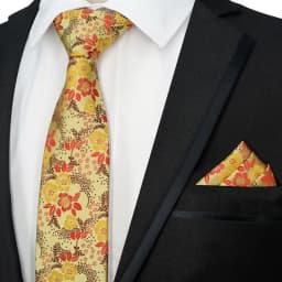 Newest Tie Set 8CM Mens Necktie Handkerchief Neck Ties Sets For Man Yellow Color Plaids Stripes Jacquard Cravat Business Party