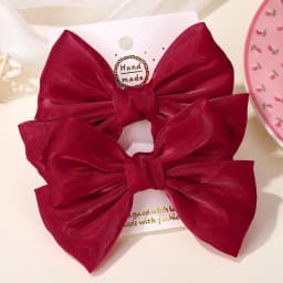 LOVEKIKI 2Pcs Girls Chiffon Hair Clips Cheer Bowknot Hairpin Kids Solid Clolor Head Clip Fashion Girls Boutique Hair Accessories