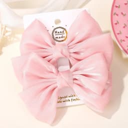LOVEKIKI 2Pcs Girls Chiffon Hair Clips Cheer Bowknot Hairpin Kids Solid Clolor Head Clip Fashion Girls Boutique Hair Accessories