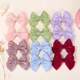 LOVEKIKI 2Pcs Girls Chiffon Hair Clips Cheer Bowknot Hairpin Kids Solid Clolor Head Clip Fashion Girls Boutique Hair Accessories