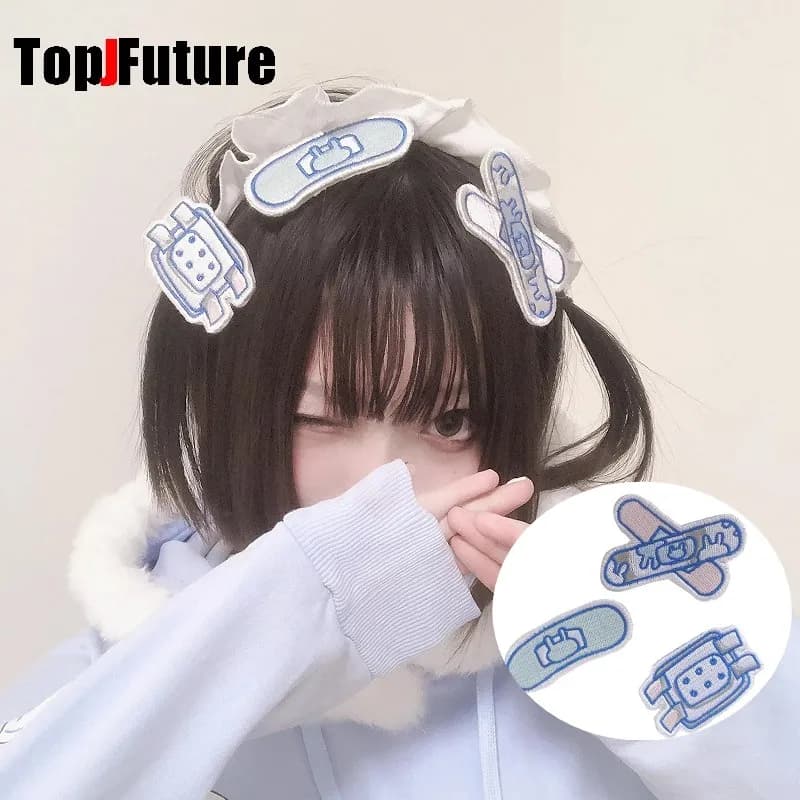 Gothic Y2K Girl Harajuku Lolita Subculture Medical Cute Bandage Combination Medical Band Aid Hair Clips Hairgrips Hairpin Pin