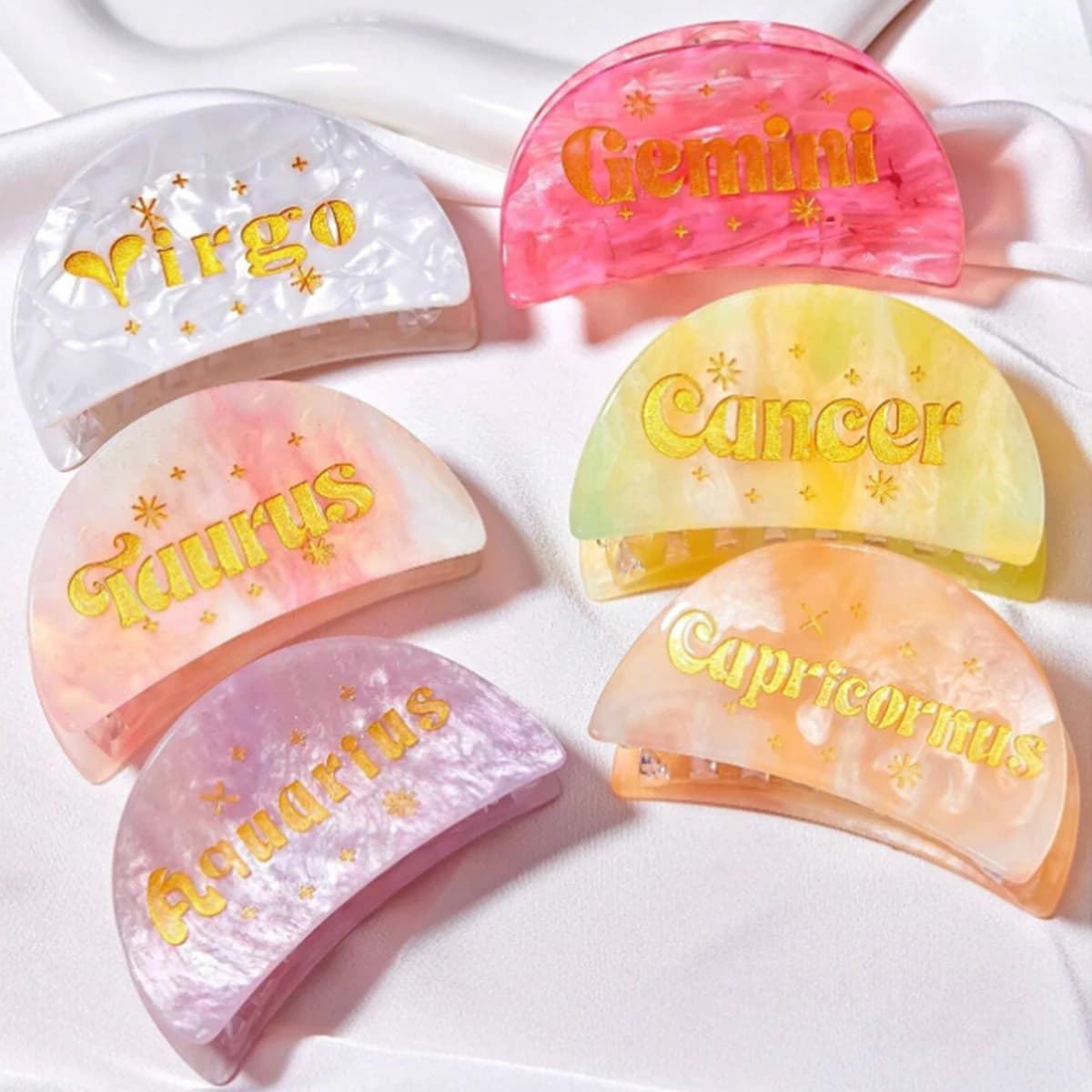 1PC Personalized Colorful Acetate Zodiac Women Hair Claw Clip For Birthday Gift,Holiday Gifts,Daily Commute