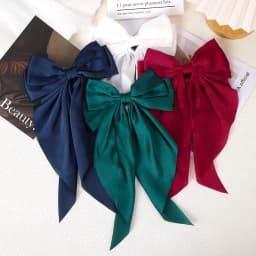 Girls Long Big Bow Float Satin Clips Back Head Hair Clip Internet Red with The Same Temperament Elegant Hair Accessories Gifts