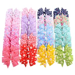 20pcs/set 3.2'' Large Sunflower Dots Ribbon Bows Hair Clips for Baby Girls Grosgrain Hairpins Headwear Kids Hair Accessories