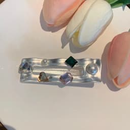 Imitation Pearl Dripping Camellia Flower Letters Hair Clips French Retro Fashion Side Fringe Duckbill Clip Versatile Accessories