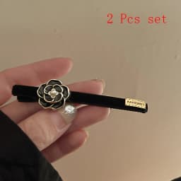Imitation Pearl Dripping Camellia Flower Letters Hair Clips French Retro Fashion Side Fringe Duckbill Clip Versatile Accessories