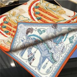 POBING Hand Rolled Twill Silk Scarf Women Two Horse Double Print Square Scarves Wraps Echarpes Foulards Femme Hijab 90CM