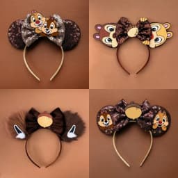 Disney Mickey Mouse Ears Hairband Chip n Dale Ear Headband for Adults Party Headwear Women Plush Bow Hair Accessories Girls Gift