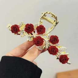 Rose Flower High-End Hairpin, New Rose French Style Elegant Back-Of-Head Clip, Metal Hair Accessory for Updos, Shark Clip