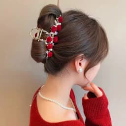 Rose Flower High-End Hairpin, New Rose French Style Elegant Back-Of-Head Clip, Metal Hair Accessory for Updos, Shark Clip